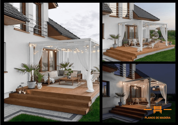 Ideas-y-medidas-para-hacer-pérgolas-de-madera-hermosa-estructura-con-imagenes-de-día-y-de-noche